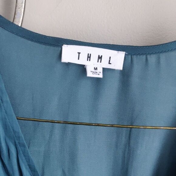 THML Elegant Teal Ruffle Blouse - Picture 2 of 7